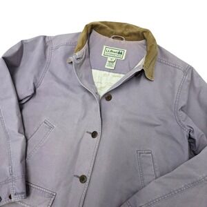 Vintage LL Bean Field Coat Purple Canvas Barn Jacket Lined Women XL